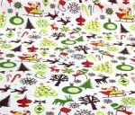 White and Green Christmas Themed Upholstery Fabric