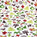 White and Green Christmas Themed Upholstery Fabric
