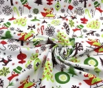 White and Green Christmas Themed Upholstery Fabric - Image 4
