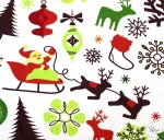 White and Green Christmas Themed Upholstery Fabric - Image 6