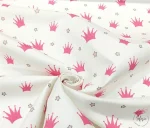 White and Pink Crown Patterned Children's Sofa Fabric - Image 3