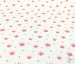 White and Pink Crown Patterned Children's Sofa Fabric - Image 4
