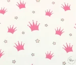 White and Pink Crown Patterned Children's Sofa Fabric - Image 5
