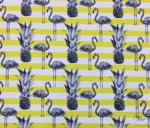 White Yellow Striped Backdrop Flamingo Tropical Drapery Fabric