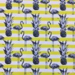 White Yellow Striped Backdrop Flamingo Tropical Drapery Fabric