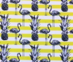White Yellow Striped Backdrop Flamingo Tropical Drapery Fabric - Image 4