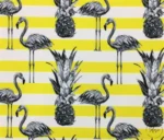 White Yellow Striped Backdrop Flamingo Tropical Drapery Fabric - Image 6