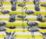 White Yellow Striped Backdrop Flamingo Tropical Drapery Fabric - Image 8