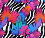 Zebra Pattern Upholstery Fabric with Colorful Flowers