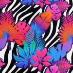 Zebra Pattern Upholstery Fabric with Colorful Flowers