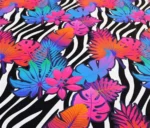 Zebra Pattern Upholstery Fabric with Colorful Flowers - Image 4