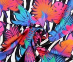 Zebra Pattern Upholstery Fabric with Colorful Flowers - Image 5