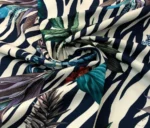 Zebra Wavy Floor Botanical Pattern Upholstery Fabric
