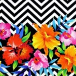 Zigzag Pattern Floral Upholstery Fabric