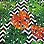 Zigzag Striped Leaf Pattern Upholstery Fabric