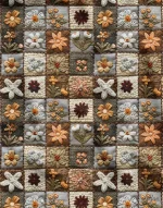 Autumn-themed patchwork 3D fabric. - Image 3