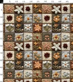 Autumn-themed patchwork 3D fabric. - Image 4