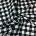 Black and White Plaid Patterned Sofa and Curtain Fabric