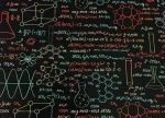 Black Blackboard with Colorful Chemistry Lesson Pattern Upholstery Fabric