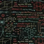 Black Blackboard with Colorful Chemistry Lesson Pattern Upholstery Fabric