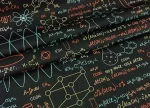 Black Blackboard with Colorful Chemistry Lesson Pattern Upholstery Fabric - Image 5