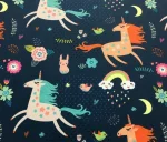 Black Children's Fabric with Unicorn Horse Pattern - Image 3