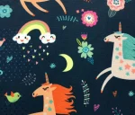 Black Children's Fabric with Unicorn Horse Pattern - Image 5