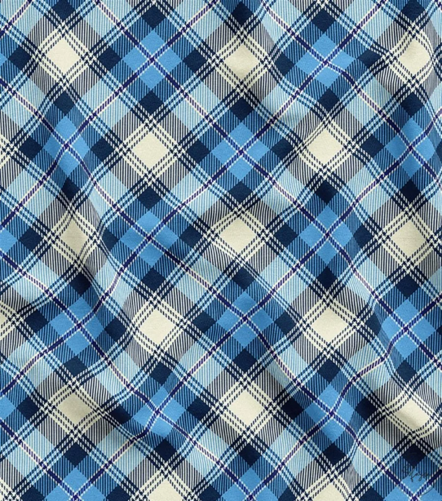 Blue and Black Plaid Pattern Upholstery and Curtain Fabric Blue and Black Plaid Pattern Upholstery and Curtain Fabric - Image 1