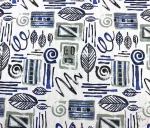 Blue and Brown Leaf Pattern Curtain Fabric
