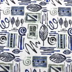 Blue and Brown Leaf Pattern Curtain Fabric