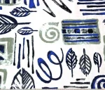 Blue and Brown Leaf Pattern Curtain Fabric - Image 4