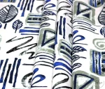 Blue and Brown Leaf Pattern Curtain Fabric - Image 5