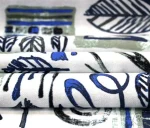 Blue and Brown Leaf Pattern Curtain Fabric - Image 7