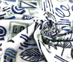 Blue and Brown Leaf Pattern Curtain Fabric - Image 8