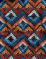 Blue and Orange Kilim Pattern 3D Upholstery and Curtain Fabric - Image 3