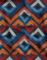 Blue and Orange Kilim Pattern 3D Upholstery and Curtain Fabric