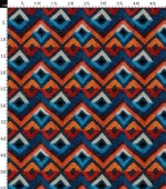 Blue and Orange Kilim Pattern 3D Upholstery and Curtain Fabric - Image 4