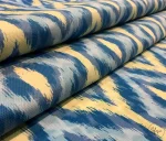 Blue and Yellow Ikat Curtain and Upholstery Fabric