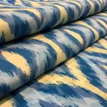Blue and Yellow Ikat Curtain and Upholstery Fabric