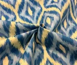 Blue and Yellow Ikat Curtain and Upholstery Fabric - Image 6
