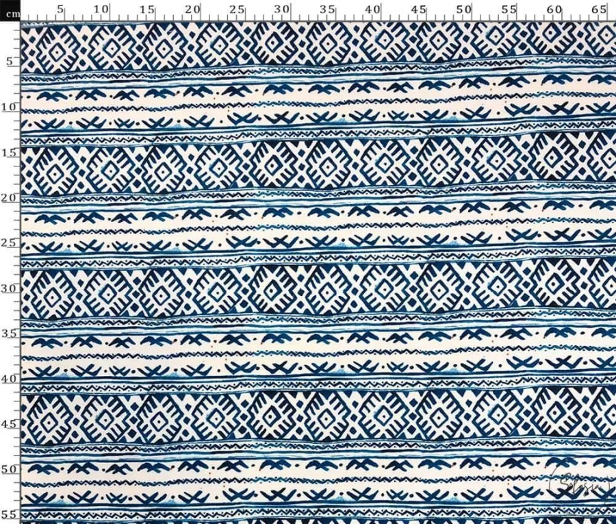 Blue Kilim Pattern Ethnic Upholstery Fabric for Armchairs Blue Kilim Pattern Ethnic Upholstery Fabric for Armchairs - Image 1