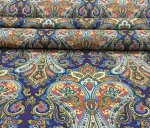Blue Scarf Damask Patterned Microfiber Fabric - Image 5