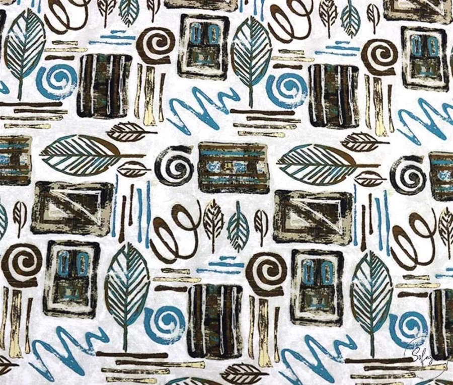 Brown Leaf Patterned Upholstery Fabric Brown Leaf Patterned Upholstery Fabric - Image 1