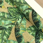 Burlap Background Tropical Leaf Pattern Upholstery Fabric