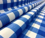 Checked Blue and White Upholstery Fabric - Image 7