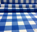 Checked Blue and White Upholstery Fabric - Image 9
