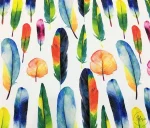 Colorful Feather Patterned White Upholstery and Curtain Fabric - Image 3