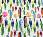 Colorful Feather Patterned White Upholstery and Curtain Fabric