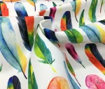 Colorful Feather Patterned White Upholstery and Curtain Fabric - Image 4