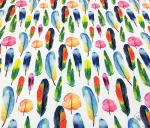 Colorful Feather Patterned White Upholstery and Curtain Fabric - Image 5